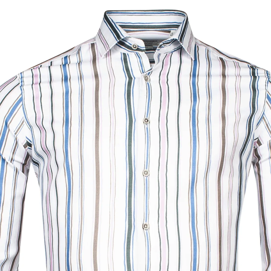 Giordano Watercolour Stripe White Cotton Shirt 417832 Multi Stripe