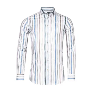 Giordano Watercolour Stripe White Cotton Shirt 417832 Multi Stripe