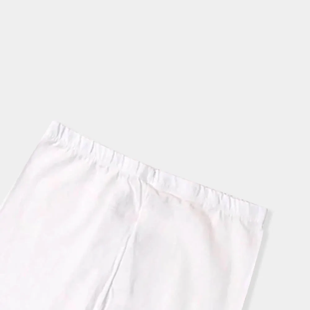 Girls Plain Basic Tights - White