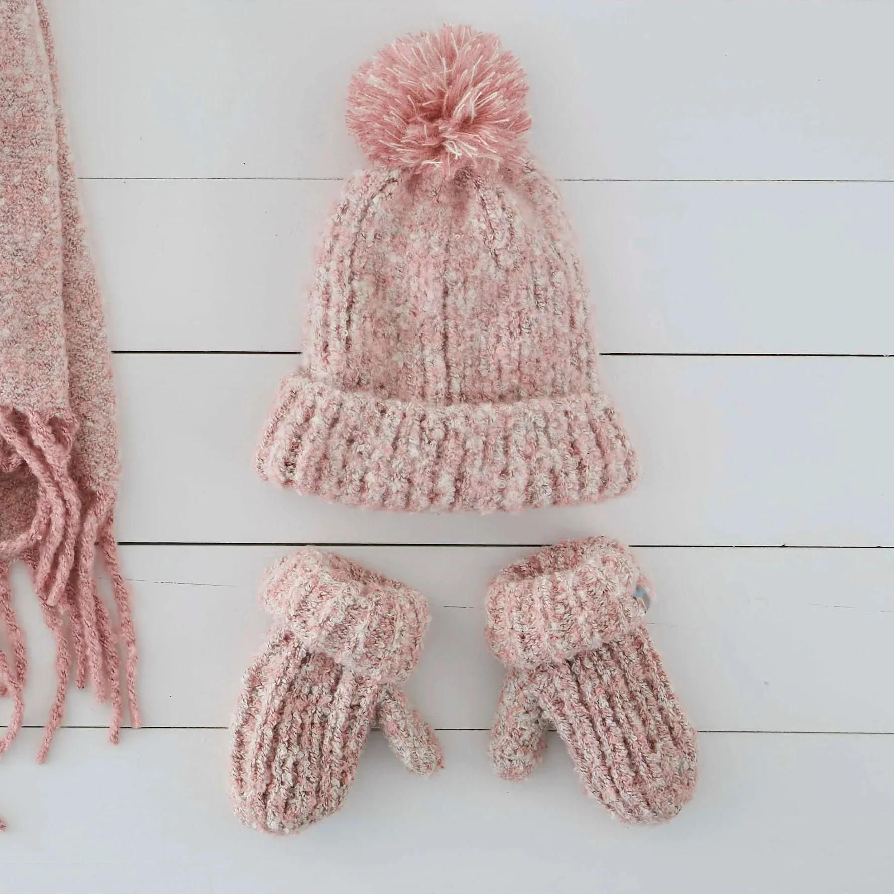 Girls Snow Storm Beanie & Mitten Set