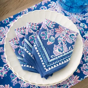 Grecian Palm Blue & Orchid Napkin | Set of 4