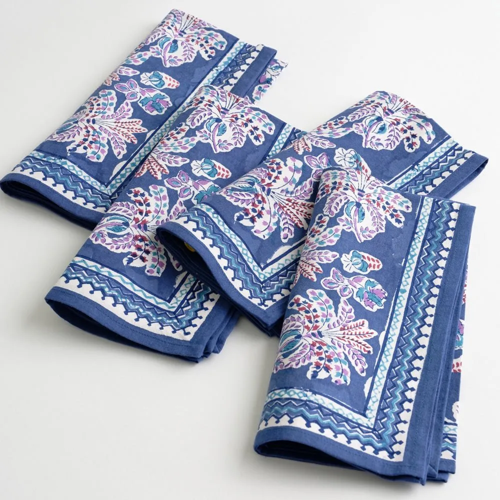 Grecian Palm Blue & Orchid Napkin | Set of 4