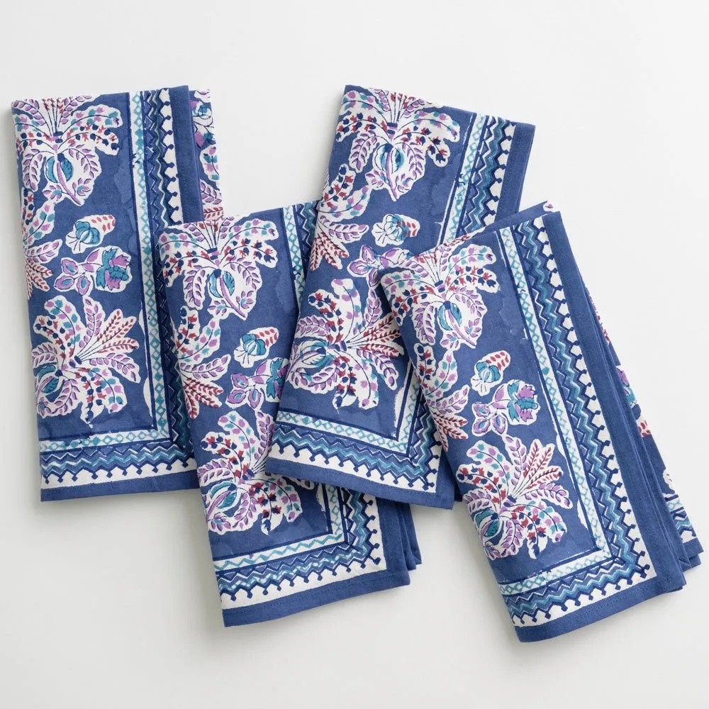 Grecian Palm Blue & Orchid Napkin | Set of 4