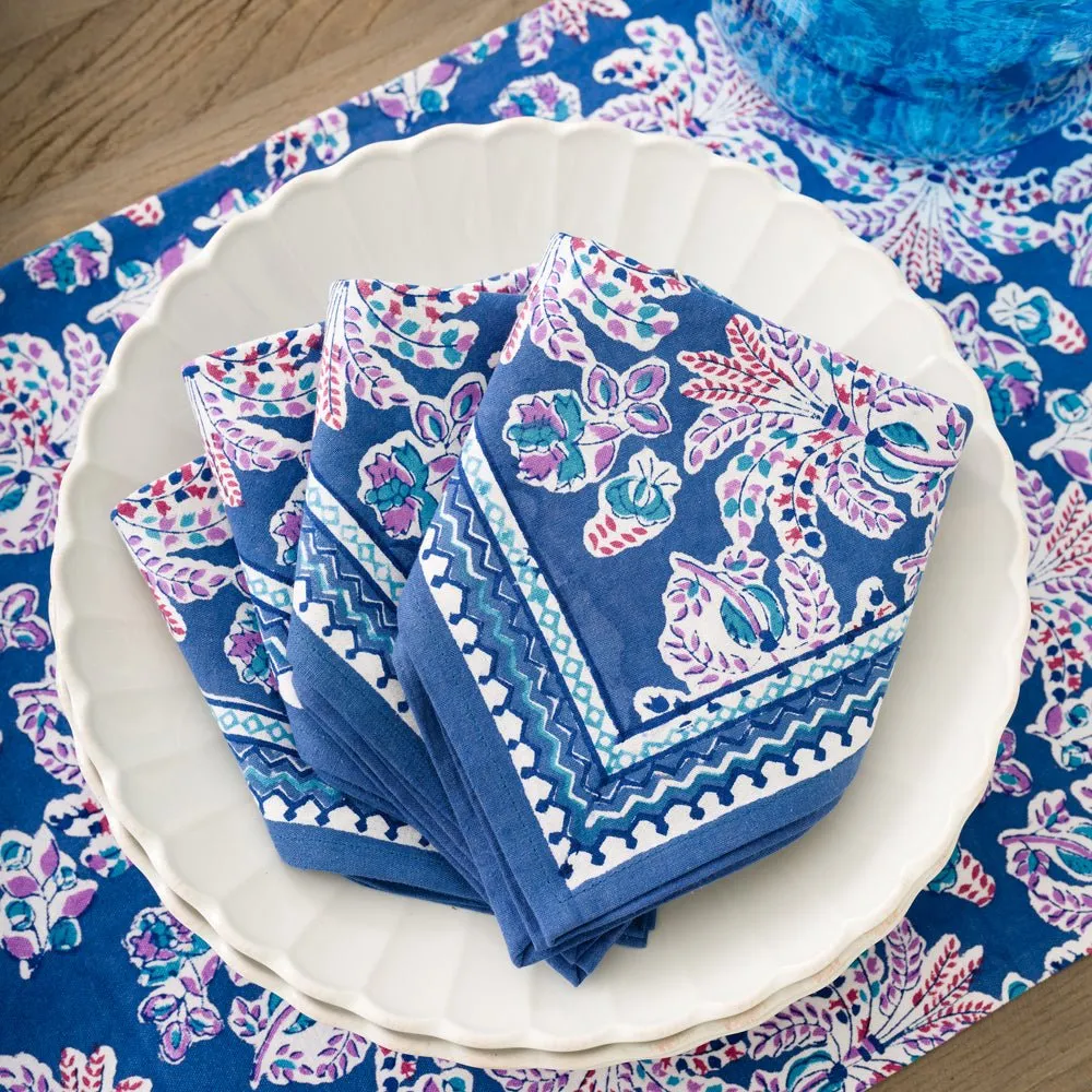Grecian Palm Blue & Orchid Napkin | Set of 4