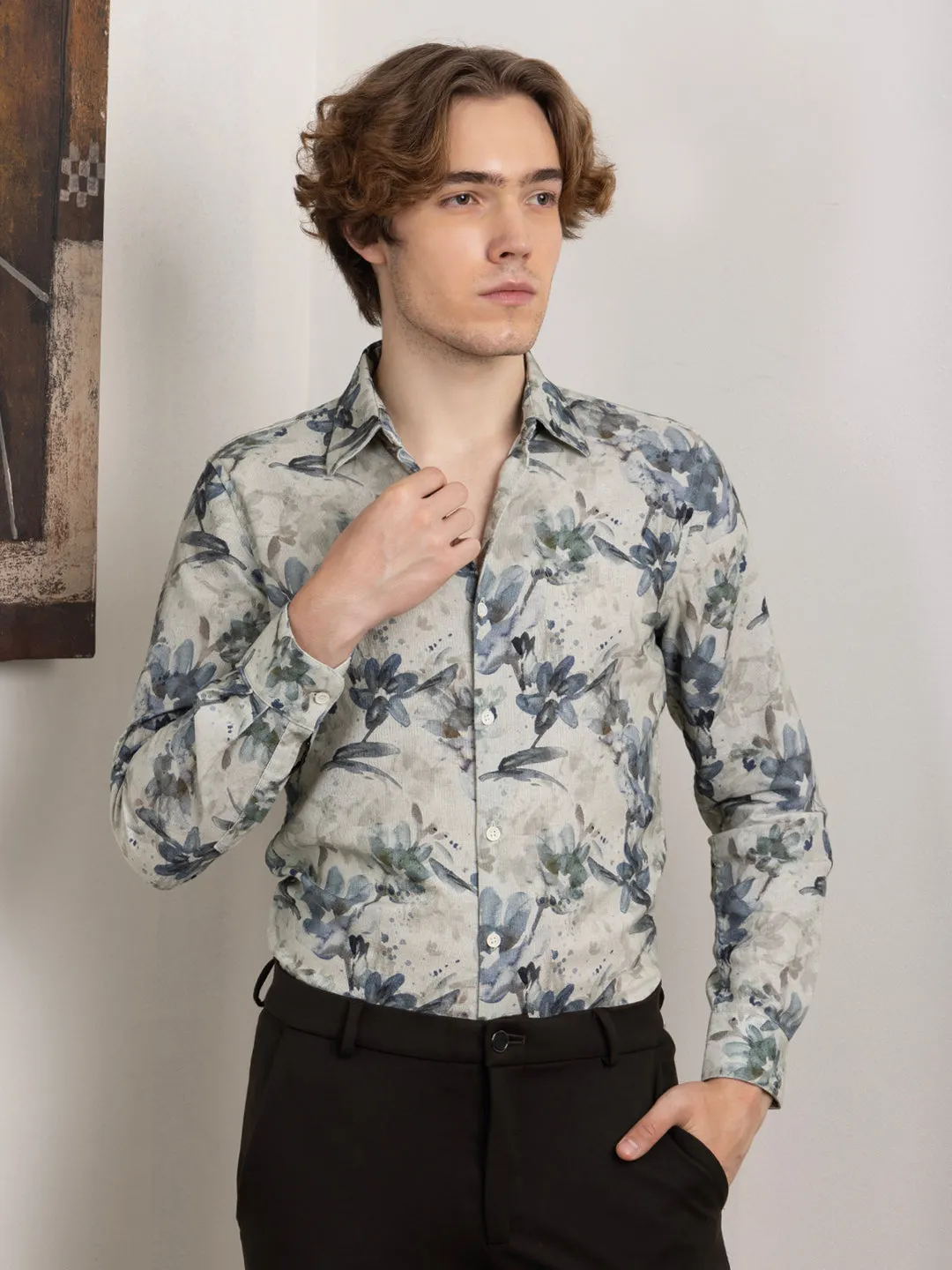 Green Floral Print Shirt