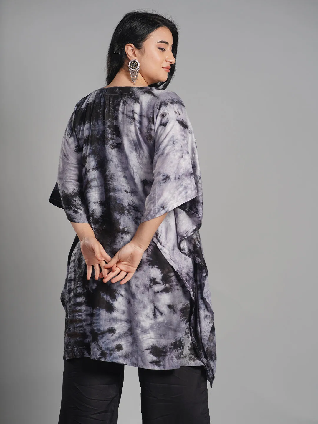 Grey Rayon TieDyeKurta - Ash