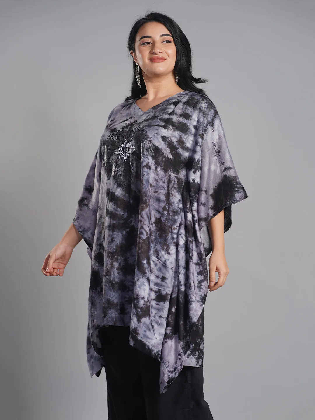 Grey Rayon TieDyeKurta - Ash