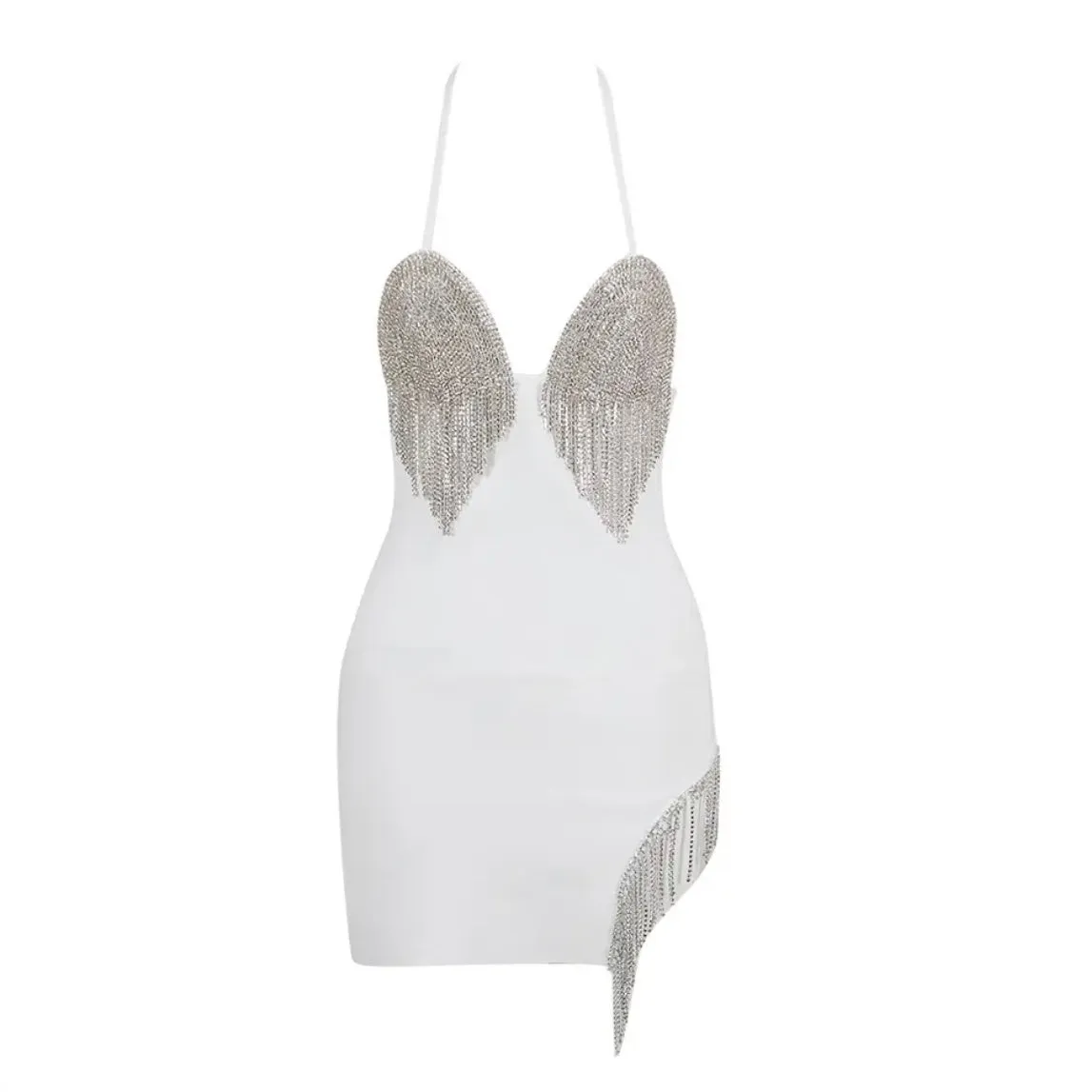 Halter Back-Tied Tassel Decor Mini Dress