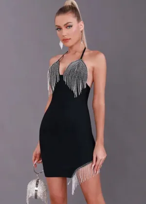 Halter Back-Tied Tassel Decor Mini Dress