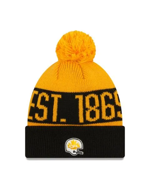 Hamilton Tiger-Cats 2023 New Era Turf Traditions Cuffed Pom Knit Hat - Gold