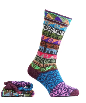 Handmade Alpaca & Wool Long Socks Multi Coloured