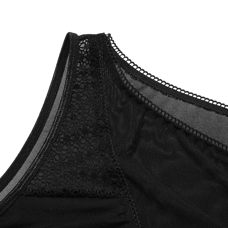 Irregular Design Lace Hollow Sheer Unique Bodysuit with Artistic Appeal