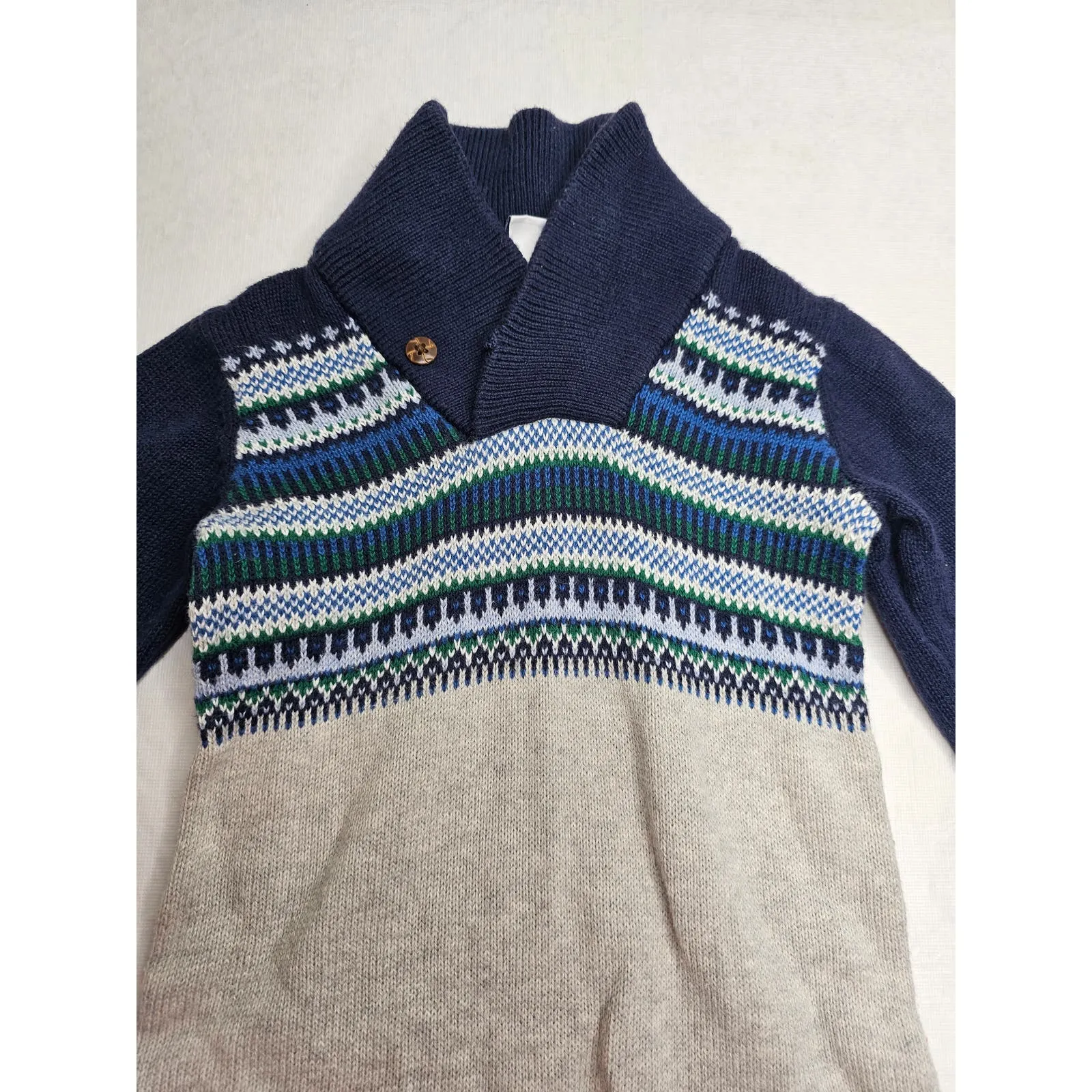 Janie and Jack Baby Boys Sz 6-12M One Piece Long Sleeve Knit Nordic Outfit
