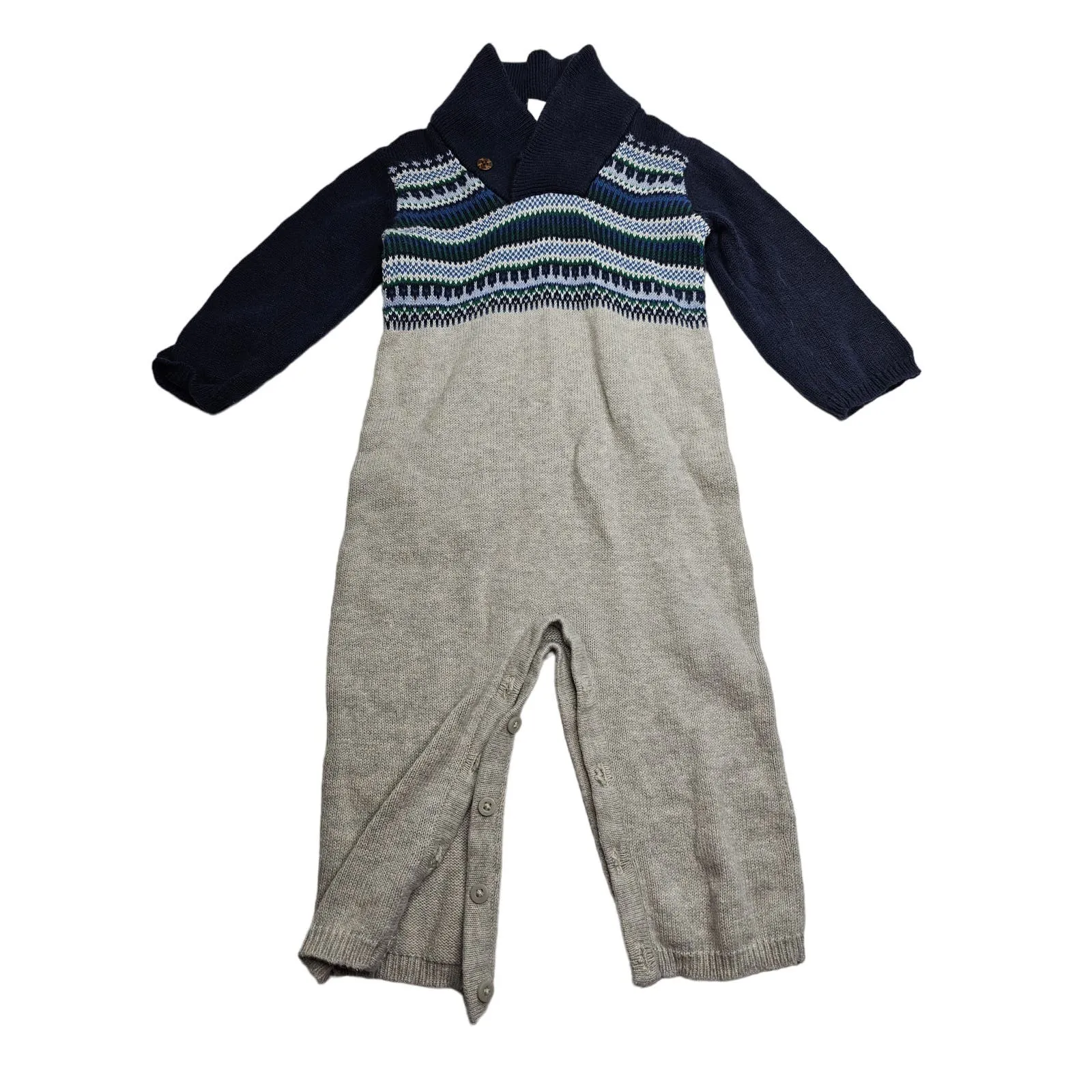 Janie and Jack Baby Boys Sz 6-12M One Piece Long Sleeve Knit Nordic Outfit
