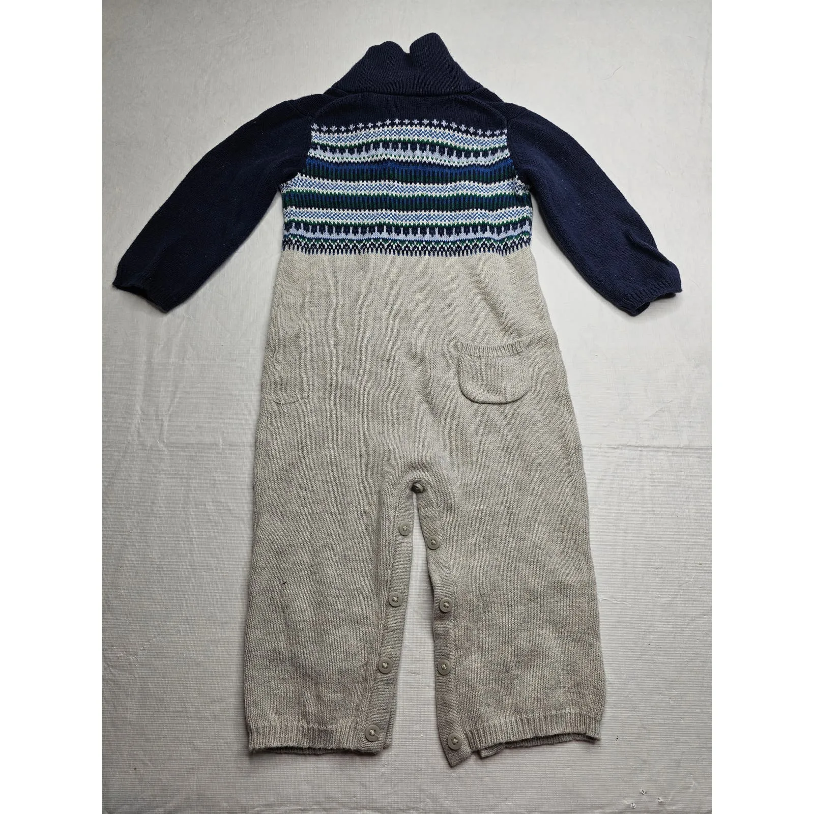 Janie and Jack Baby Boys Sz 6-12M One Piece Long Sleeve Knit Nordic Outfit