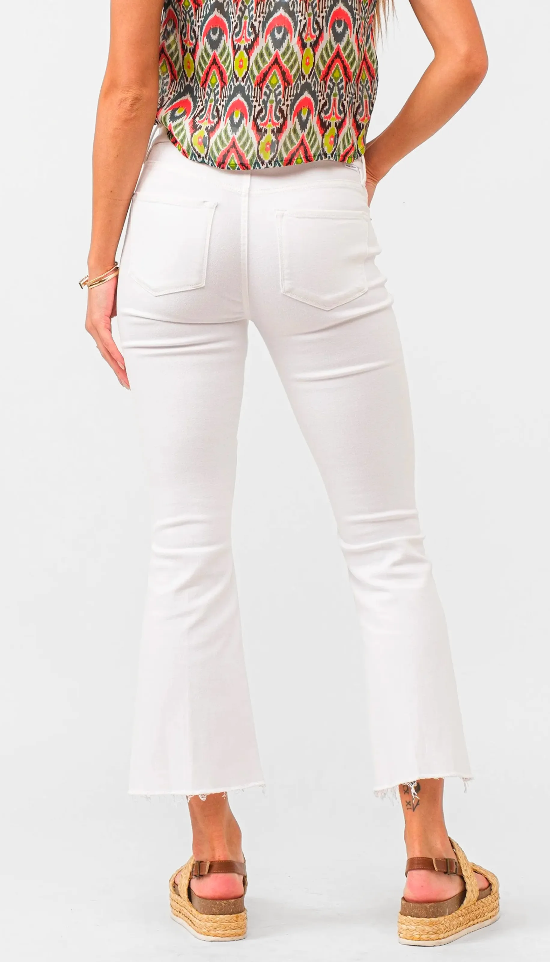 Jeanne High Rise Flare - White