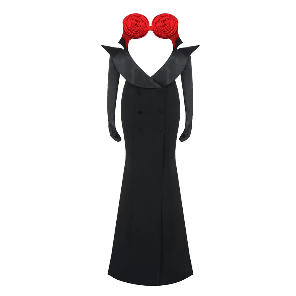 Jenna Rosette Bust Bodycon Gala Dress With Gloves