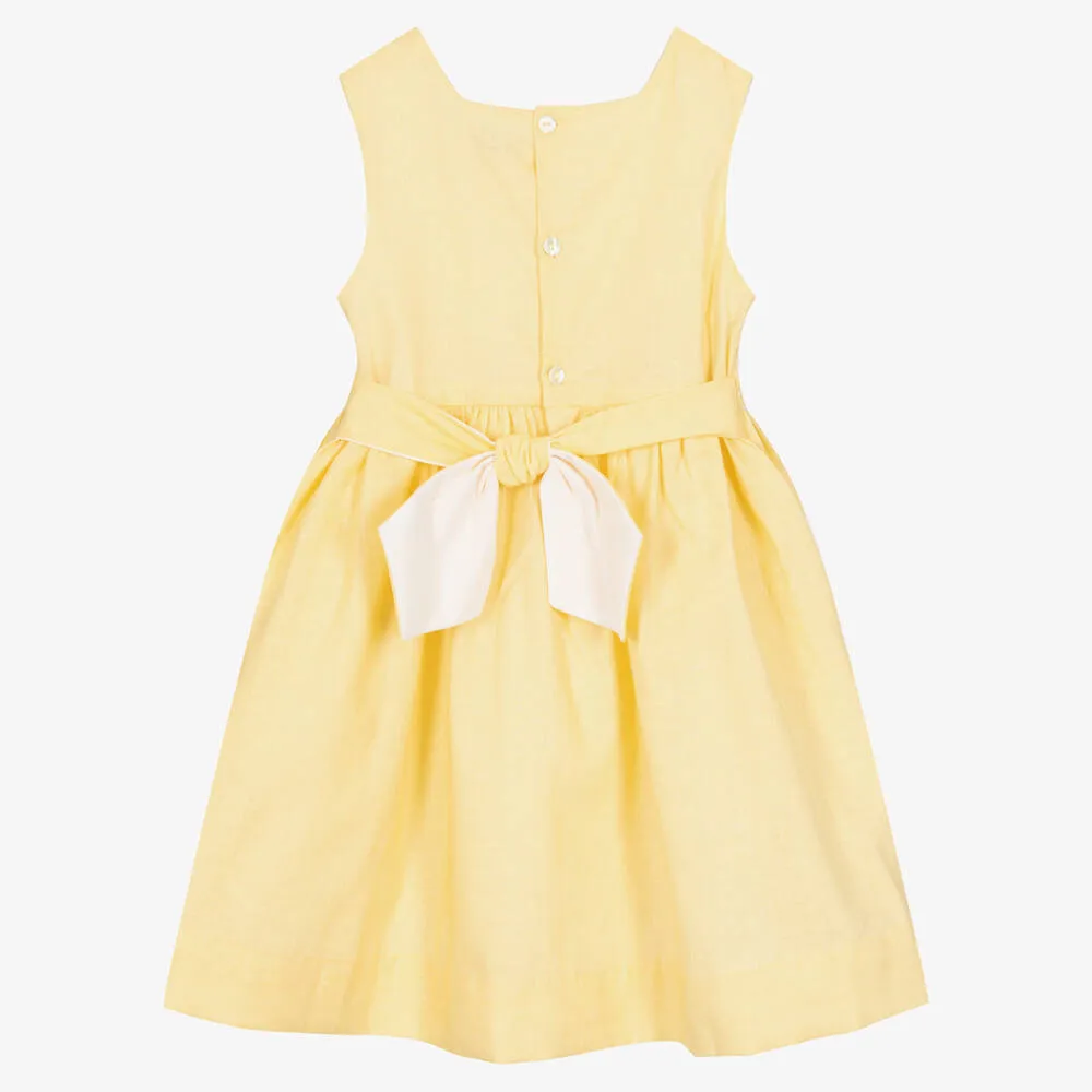 KIDIWI Girls' Yellow Smocked Dress