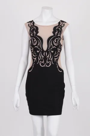 Lipsy Black Patterned Sleeveless Bodycon Dress 10