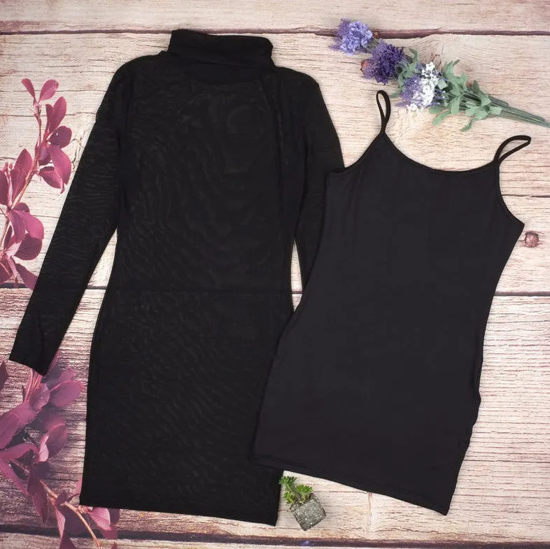 Long Sleeved Bodycon Mesh Dress