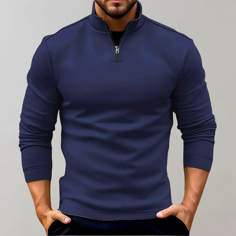 Men's Casual Stand-Up Collar Knitted Sweater in Solid Colour | Ideal for Autumn/Winter