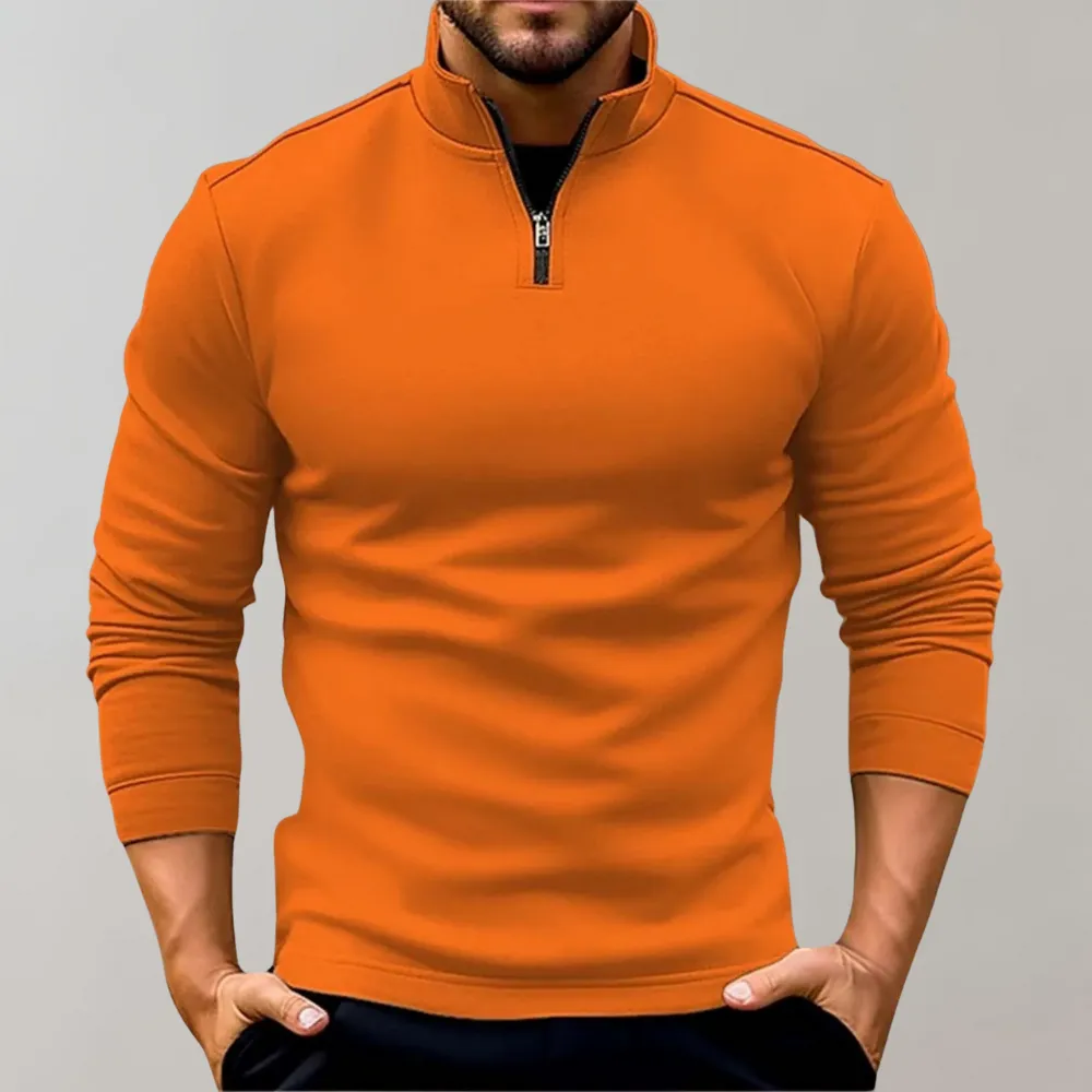 Men's Casual Stand-Up Collar Knitted Sweater in Solid Colour | Ideal for Autumn/Winter