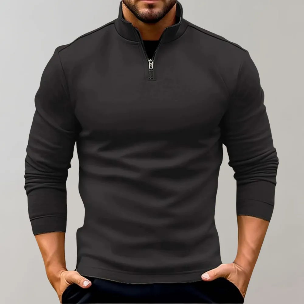 Men's Casual Stand-Up Collar Knitted Sweater in Solid Colour | Ideal for Autumn/Winter