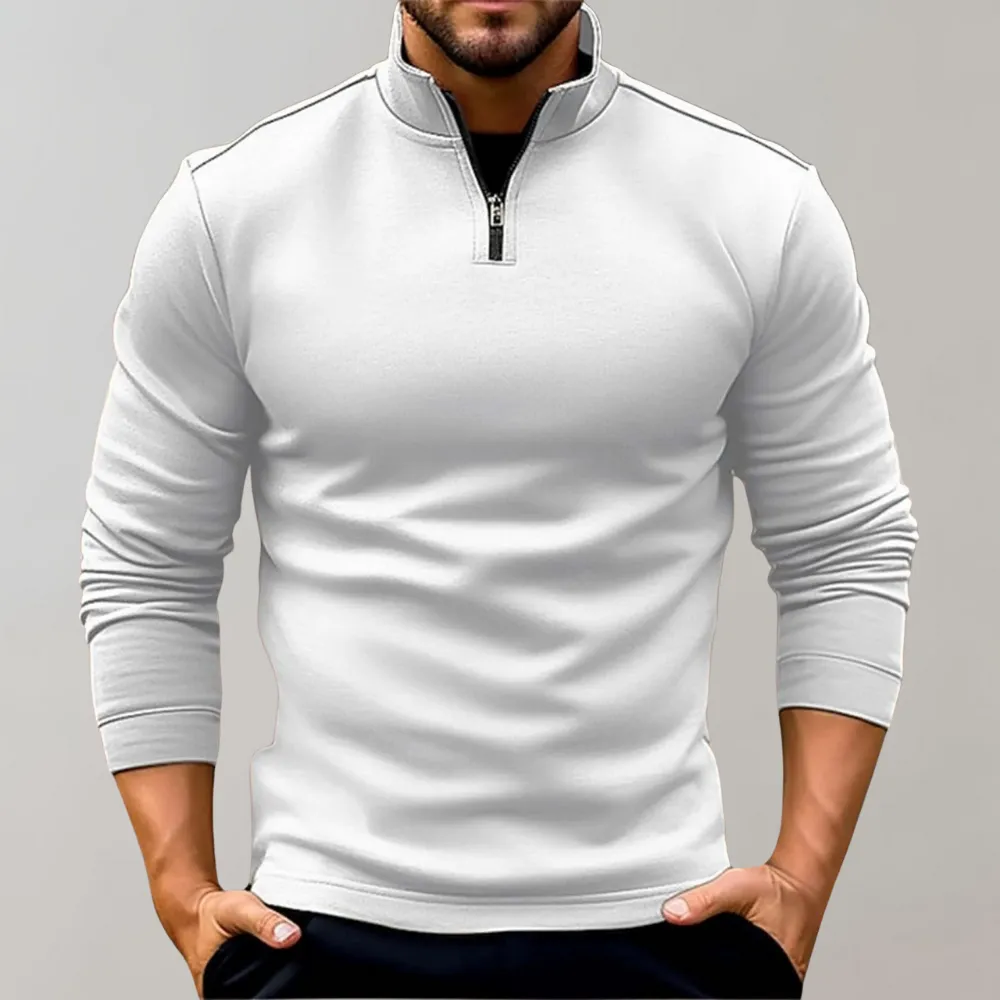 Men's Casual Stand-Up Collar Knitted Sweater in Solid Colour | Ideal for Autumn/Winter