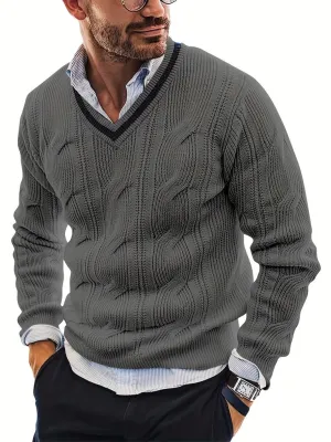 Men's Classic Knitted Cashmere V-Neck Jumper | Ideal for Autumn/Winter