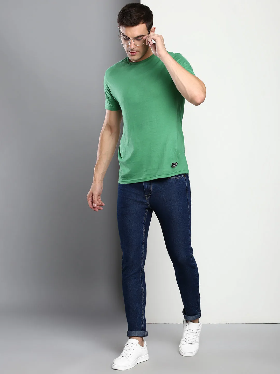 Men's Medium Blue Slim Fit Mid Rise Denim Jeans