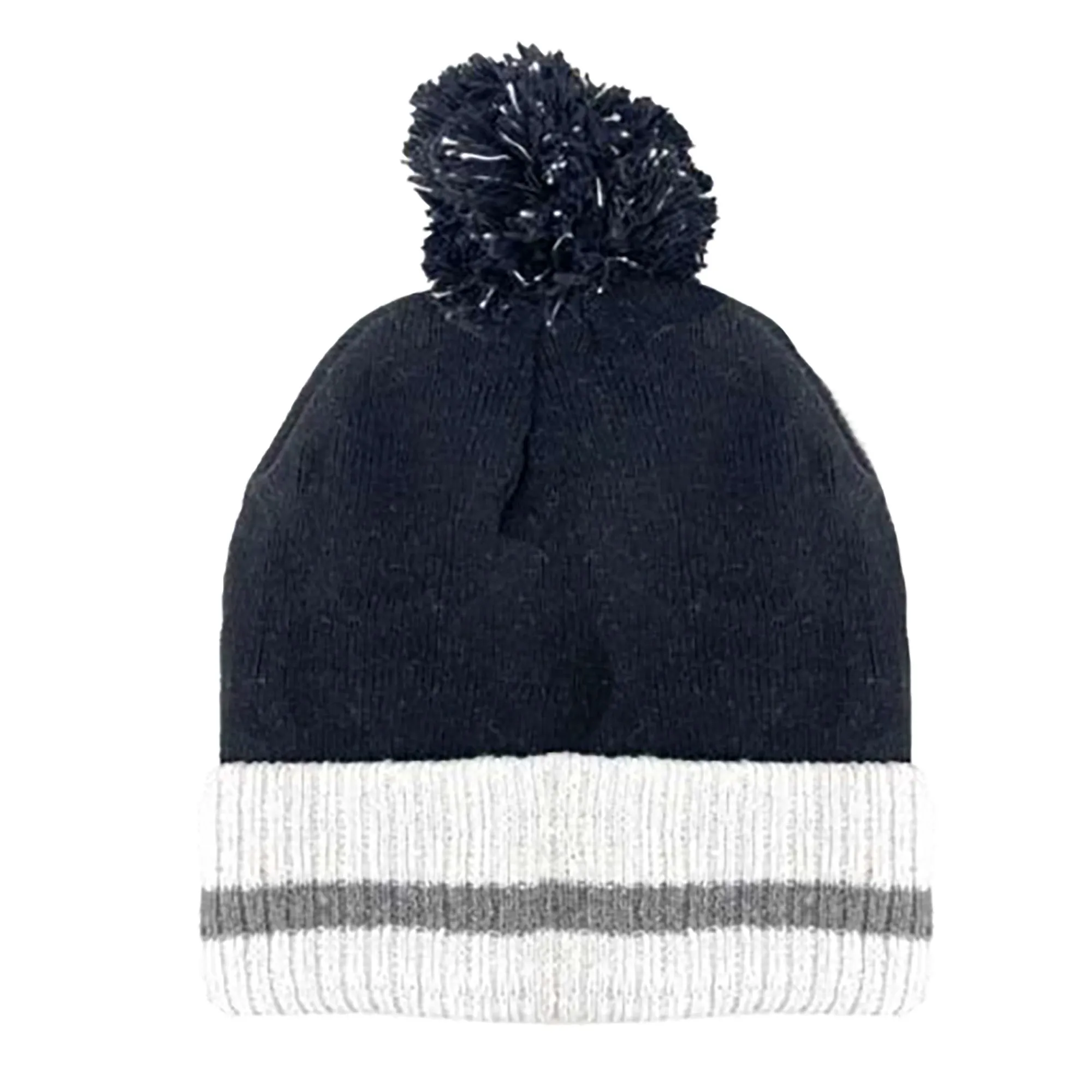Men's Striped Toque With Pompom
