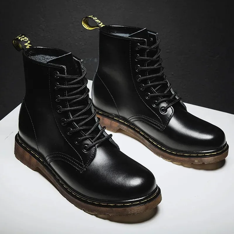 Men's Thick Sole Lace Up Vegan Leather Winter Boots  | Ideal for Autumn/Winter