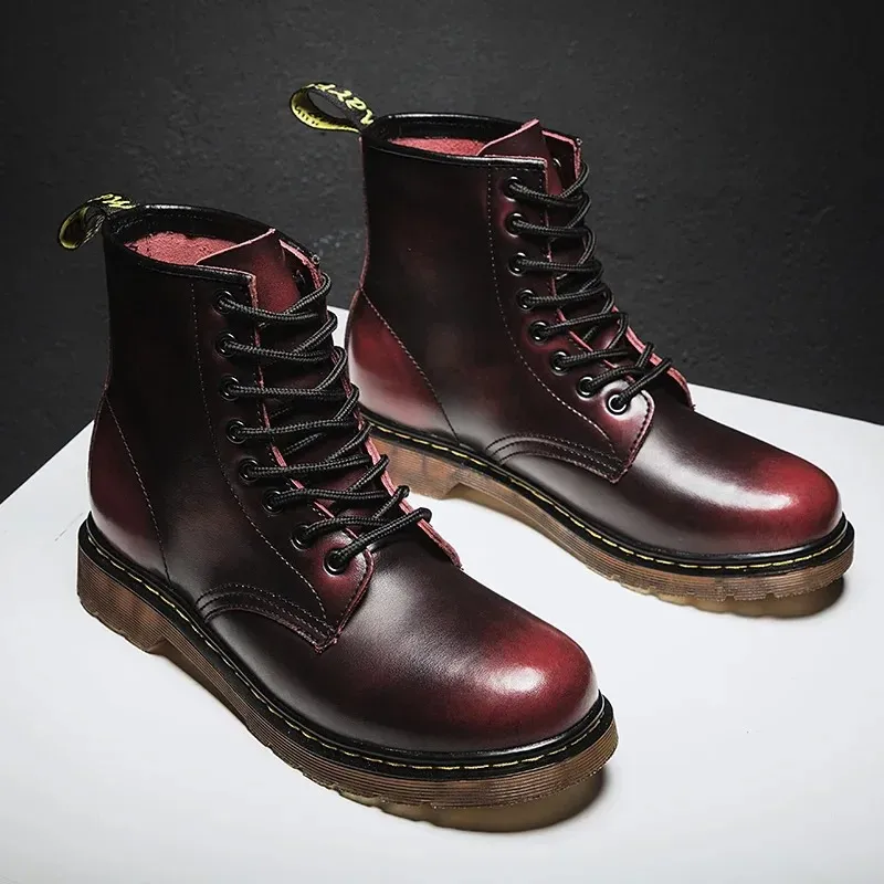 Men's Thick Sole Lace Up Vegan Leather Winter Boots  | Ideal for Autumn/Winter