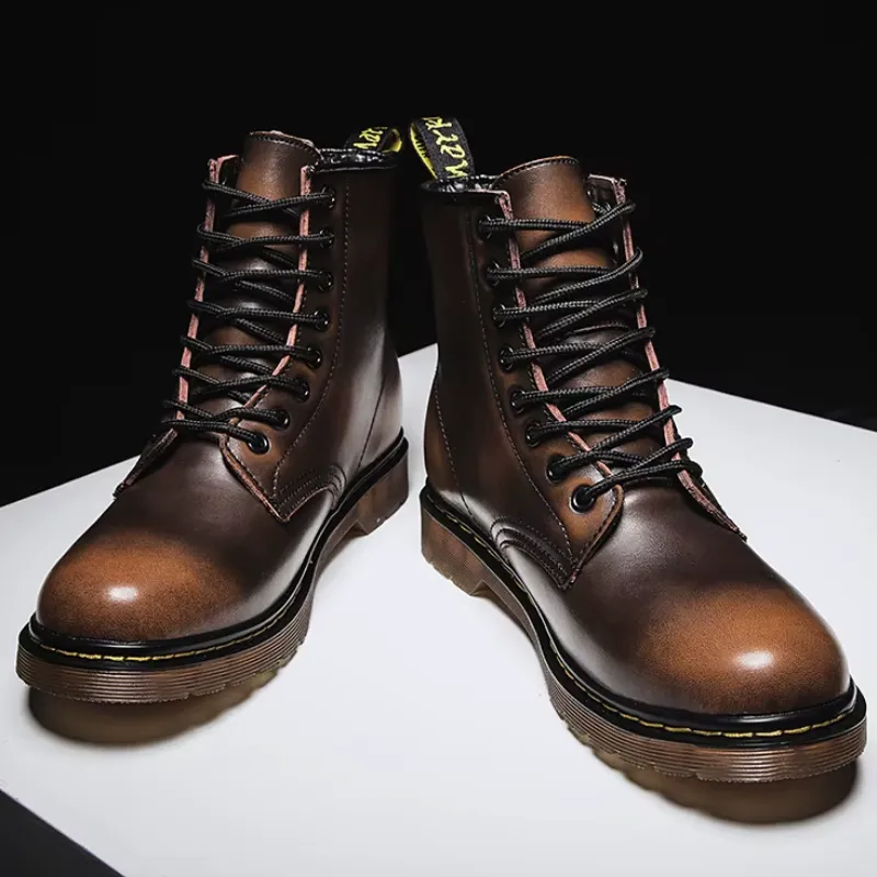 Men's Thick Sole Lace Up Vegan Leather Winter Boots  | Ideal for Autumn/Winter