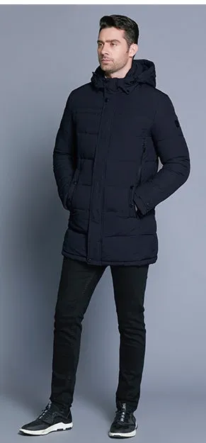 Men's Winter Casual Cotton Thick Soft Mid-Long Parka