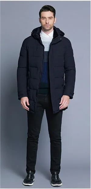 Men's Winter Casual Cotton Thick Soft Mid-Long Parka