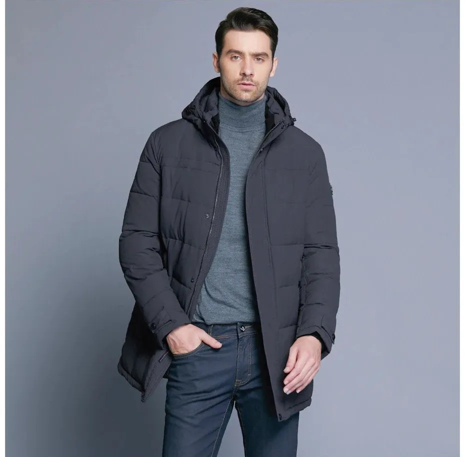 Men's Winter Casual Cotton Thick Soft Mid-Long Parka