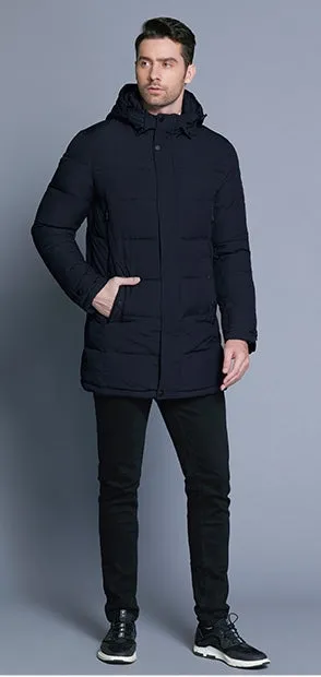 Men's Winter Casual Cotton Thick Soft Mid-Long Parka