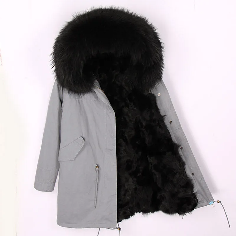 Men's Winter Casual Long Hooded Parka With Fox Fur