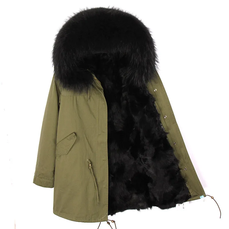 Men's Winter Casual Long Hooded Parka With Fox Fur