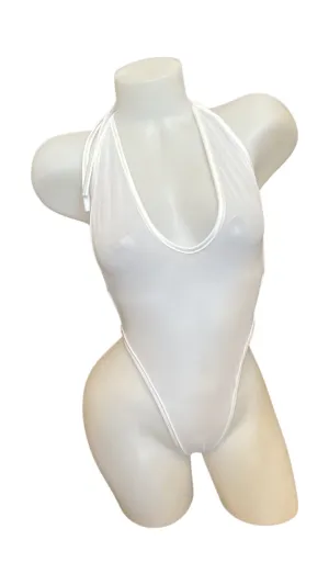 Mesh One Piece Y-Back Bodysuit White