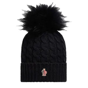 Moncler Grenoble Women's Wool Beanie With Pom Pom in Black