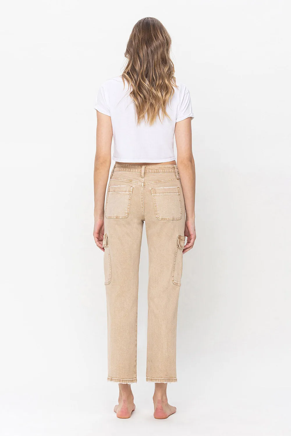 Monica High Rise Relaxed Straight Cargo Jeans - Flying Monkey