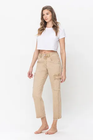 Monica High Rise Relaxed Straight Cargo Jeans - Flying Monkey