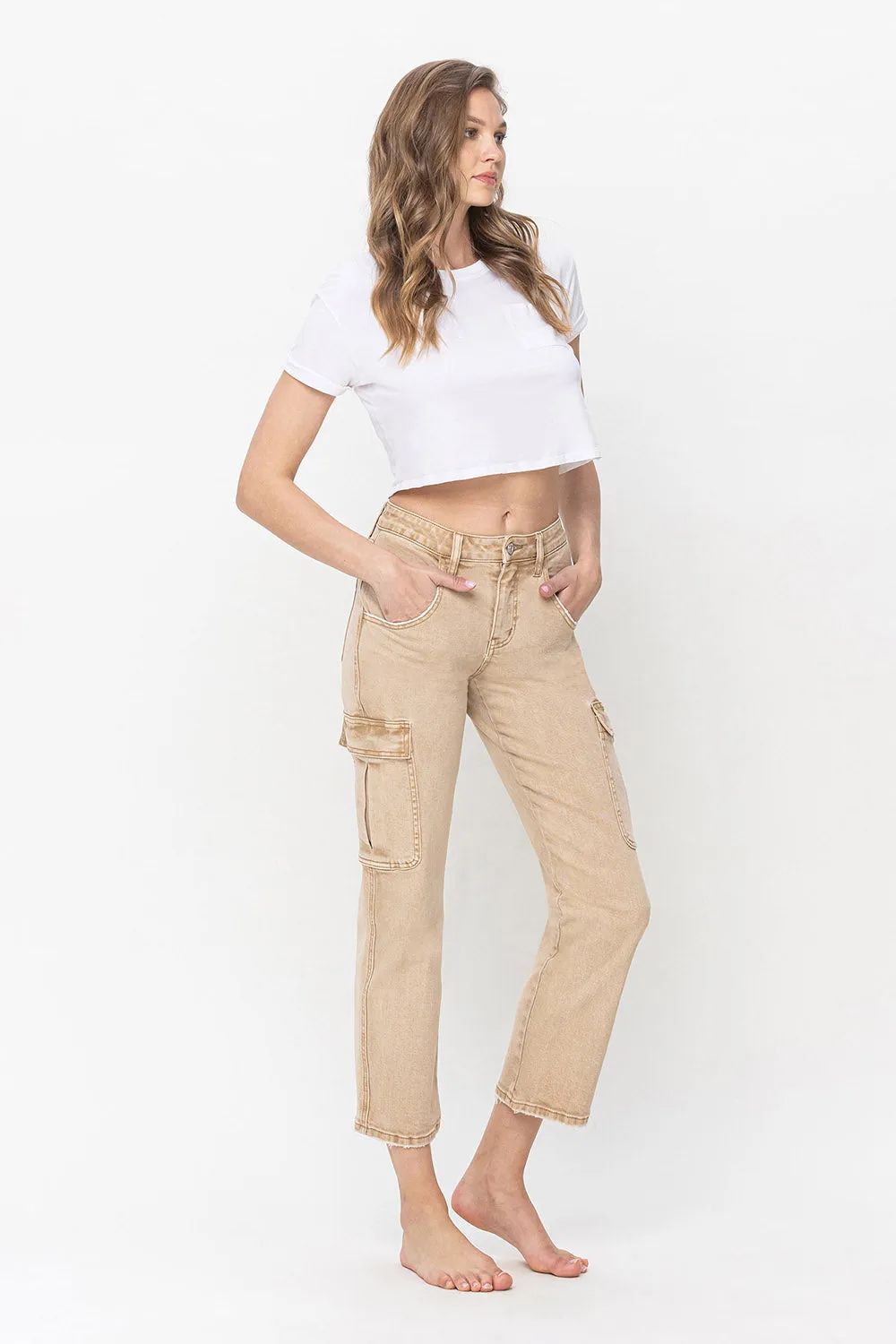 Monica High Rise Relaxed Straight Cargo Jeans - Flying Monkey