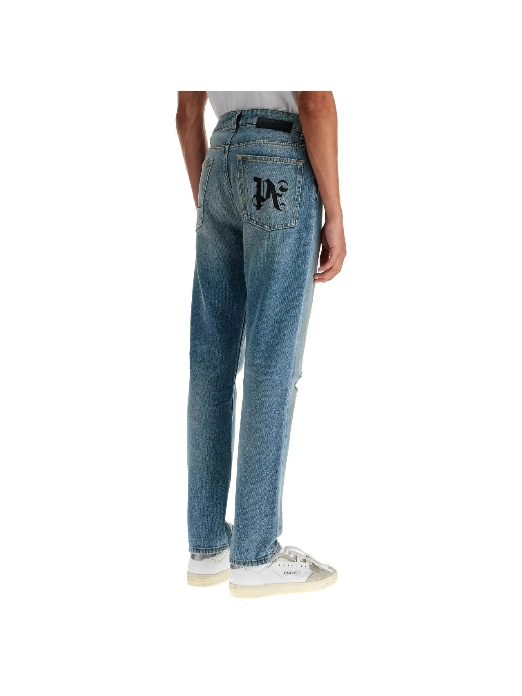 Monogram Print Denim Jeans