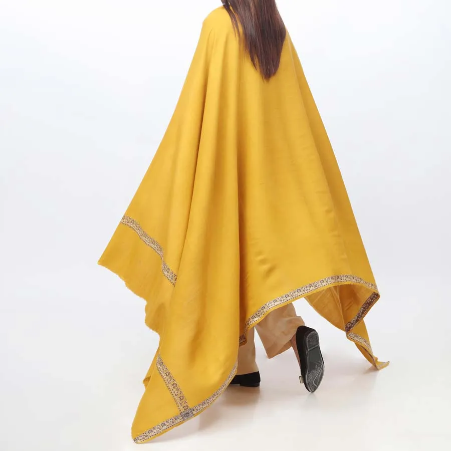 Mustard Embroidered Border Shawl PW3702