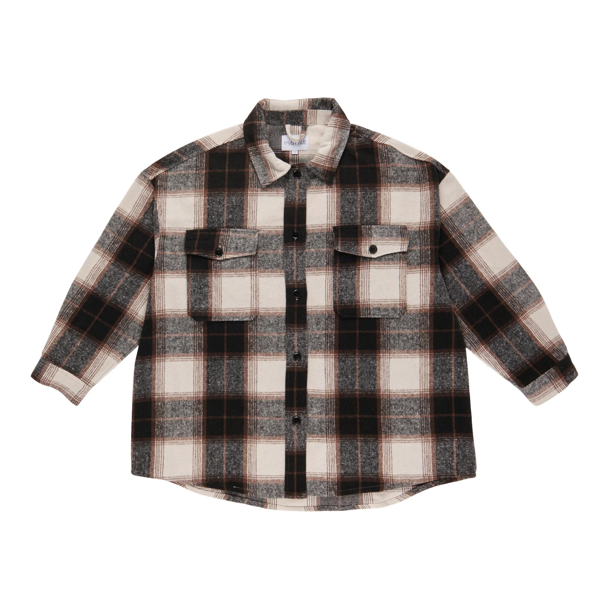 mySTYLE Women's Plus Street Smart Plaid Shacket