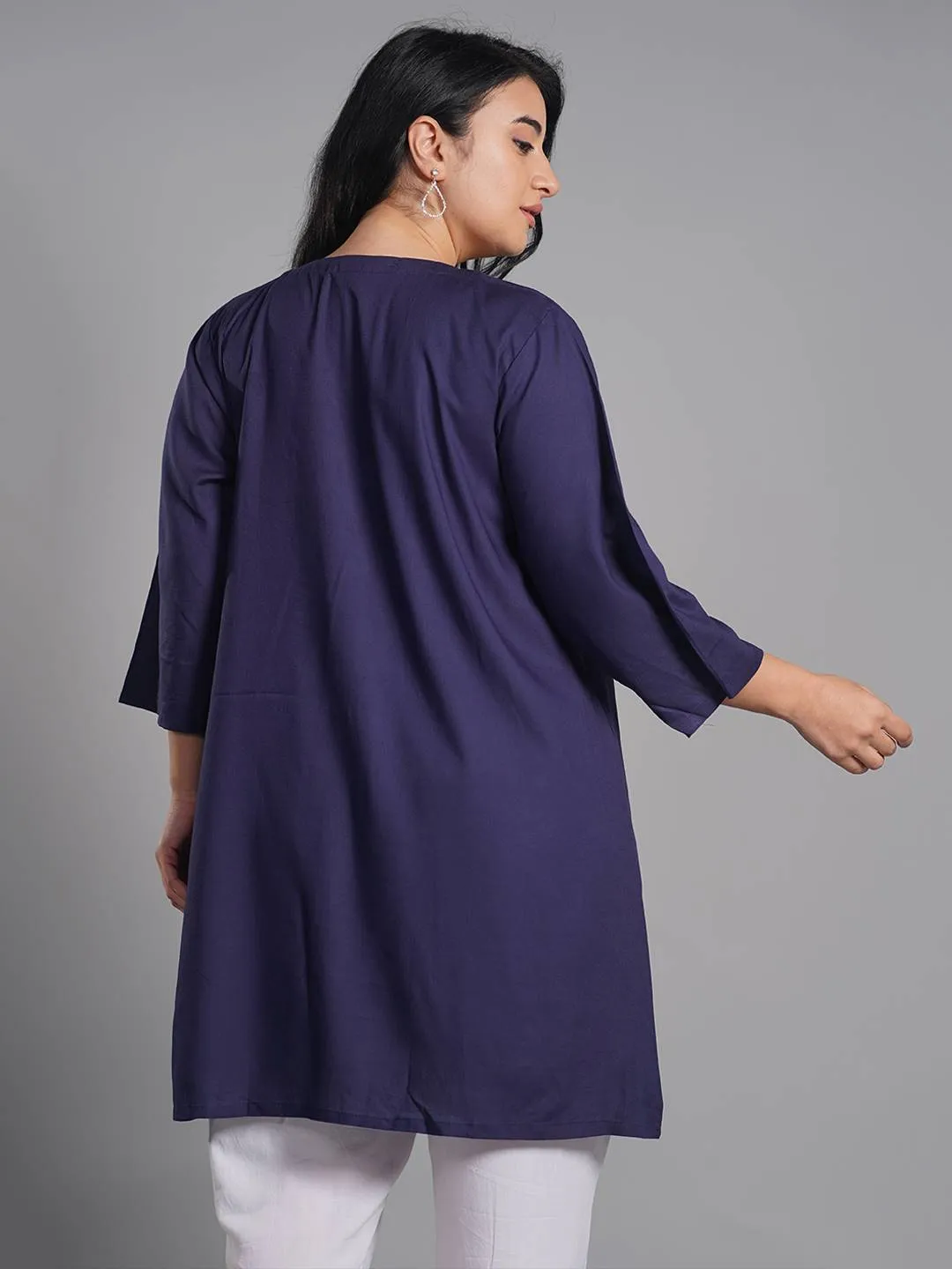 Navy Rayon Kurti - Vittoria