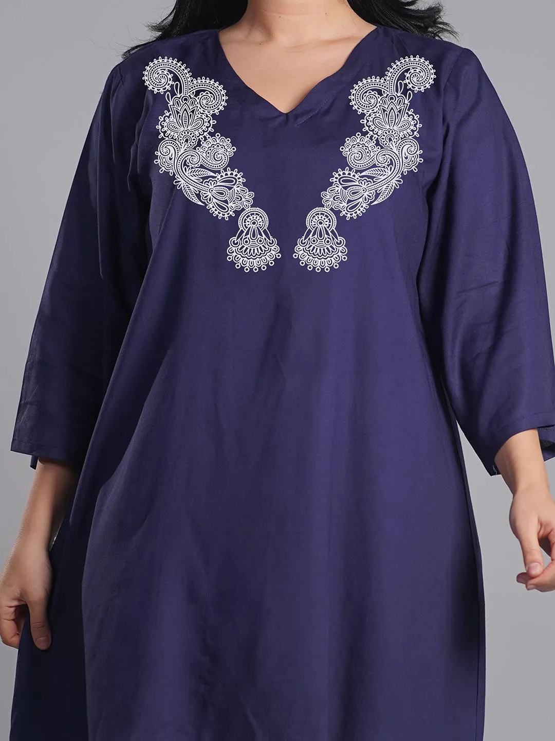 Navy Rayon Kurti - Vittoria